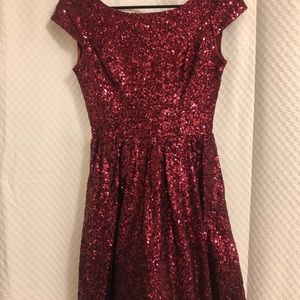 Red sequin party dress